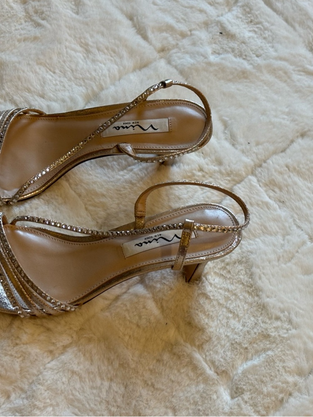 Nina NY Gold Strappy Heels - Picture 10 of 11